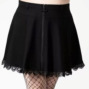 Killstar, Viktoria Black Mini Skirt with Lace Hem